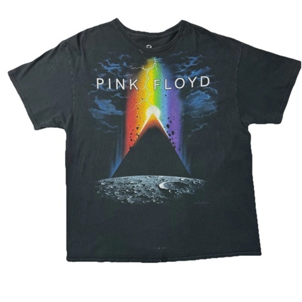 Pink Floyd Liquid Blue Pyramid Rainbow T-Shirt Mens XL Vintage Style Rock Band T